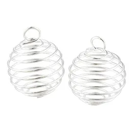 100 Stück DIY Silber Spiralperlenkäfige Anhänger Schmuckzubehör handgefertigte Komponenten Schmuckherstellung Charms 15X14MM 25X20MM 30X25MM290M