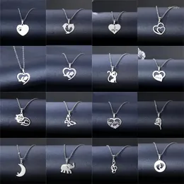 Pendant Necklaces Stainless Steel Necklace Heart Cat Elephant Dolphin Butterfly Moon For Women Men Jewelry