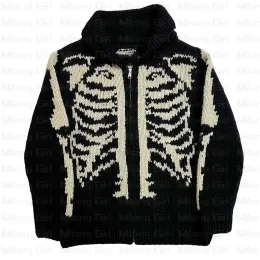 Sweaters Kış Men Kafatasları Büyük Boy Süveter Punk Hip Hop Çeken Homme Kadınlar Boyut Over Surver Sıcak Örgü Sıcak Kazaklar Kore Giysileri Y2K