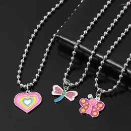 Pendant Necklaces Vintage Fashion Colours Heart Dragonfly Butterfly Cute Necklace Insects Cartoon For Man Women Hip-hop Collar Jewelry