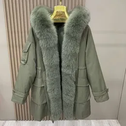 Женская одежда Haining, новинка 2023 года, зимняя куртка с лисьим воротником и внутренней подкладкой, съемная меховая интегрированная куртка, 815837