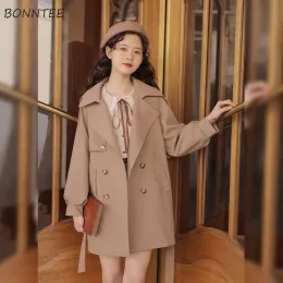 Trincheira feminina popular ins allmatch street wear cinto botão na moda estilo coreano moda jovens senhoras harajuku venda quente primavera ajuste