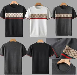 Mäns T-skjortor 2023 Plus Size Autumn Half Sleeve Sweater Mens Korta T-shirt Bee Jacquard Embrodery Casual Line Top Large