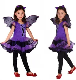 소녀를위한 박쥐 의상 어린이 코스프레 댄스 드레스 케이프 망토 의상 아이를위한 작은 마녀 어린이 0039day Halloween6616402