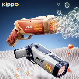 Gun Toys Bubble Gun Rocket Automatic Electric Guns Lysande Machine Blower Soap Bubbles Magiska gåvor Badrum Utomhus Toys For Child T240309