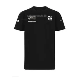 メンズTシャツ2024夏の新しいF1ハースチームカジュアルスポーツプラスサイズ通気性クルーネック短袖屋外エクストリームスポーツTシャツ