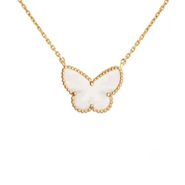 Necklace designer moissanite chain two butterfly fashion plated gold jewelry woman pink blue pendant long necklaces for women zl133 F4