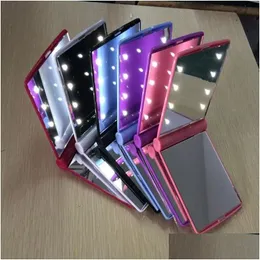 Kompaktowe lusterka Makeup Mirror LED Light Desktop Przenośna kompaktowa 8 świateł oświetlona podróż makijaż upuszczenie dostawa zdrowia makijaż urody ma dhob2