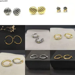 Projektant DY Gold Hoop Earring S925 Okrągłe Earstuds Popularne kolczyki dla kobiet Sterling Silver Trendy Retro Twist Pearl Diamond Brand {kategoria}