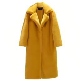 Fur 2023 New Winter Fashion High Quality Faux Mink Fur Coats女性長いオーバーコート女性ゆるい厚い温かいテディジャケットの服のトップ