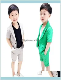 Baby Baby Maternity Kids Summer 2Pcs Short Sleeve Blazer Shorts Boys Formal Suits Childrenwedding Clothing Sets Prom Performance C9642923