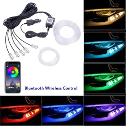 RGB 12V LED -bil Interiör Footwell Atmosphere Lamps Strip Ambient Light Multicolor Under Lighting Kit App Music Active Function8707913