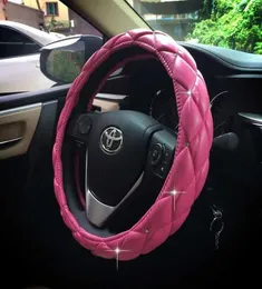 AuMoHall Capa de volante de carro para homens e meninas, presente, cristal brilhante, preto, rosa, couro pu, acessórios de carro, 38 cm, 15quot Univer9951901