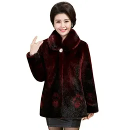 Fur Middleaged And Elderly Women's Winter Warm Mink Coat Fashion Mother's Imitation Fur Coat Loose Temperament Mink CoatWomens Tide