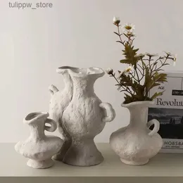 Vases Ceramic White Vases Hydroponics Scandinavian style Simple Flower Pot Table Accessories Bathroom Aesthetic Room Decor Decoration L240309