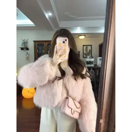 Casaco rosa de vison integrado para mulheres no outono e inverno, imitação de pele de coelho lontra, família rica, pele xinji haining 9798