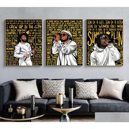 Paintings Rappers J Cole Anderson Paak Music Singer Art Prints Canvas Painting Fashion Hip Hop Star Poster Bedroom Living Wall Home Dh50S