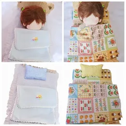 Cospaly Toy Playing House Madrass Pillow Quilt Bed Product Cartoon Animal Flower 20cm Dolls Sleeping Supplies 240223