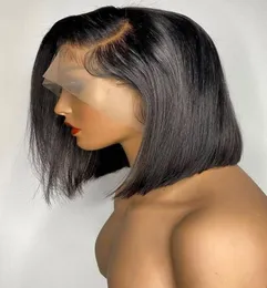 Short Bob Front s For Black Women Brazilian Straight Transparent Lace Frontal Wig Human Hair Pre Plucked1731233