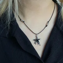 Pendant Necklaces Versatile Star Necklace Gothic Pentastars Collarbone Chain Punk Choker Ornament For Women Girls Drop