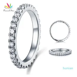 Luxury- Peacock Star Eternity Solid 925 Sterling Silver Wedding Band Stacking Ring Smycken CFR8045 Y19051002203B