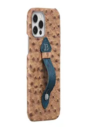 Padrão de avestruz pulseira de pulso casos para iphone 13 11 12 pro xs max xr designer luxo telefone titular capa protetora antifall shockp4998762