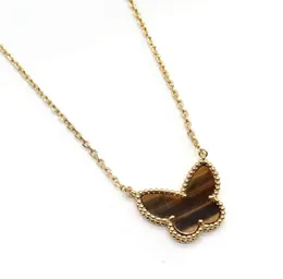 Zwei Schmetterlinge Liebesblumen Halskette Designer Frau Diamant Halsketten Mode Luxus Schmuck Valentinstag Geschenk Designer Halskette beliebt zl133 F4