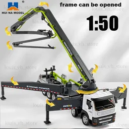 Diecast Model Cars Huina 1 50 Diecast Car Model Eloy Simulation Concrete Pump Truck Toys Wheel Loader Fordon Dump Truck Engineering Fordon Gåvor T240309