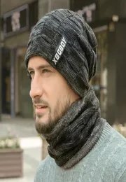 Scaldacollo Cappello lavorato a maglia Sciarpa Set Fodera in lana di pelliccia Spessore caldo Berretti in maglia Passamontagna Cappello invernale per uomo Donna Berretto Skullies Bonnet1098726