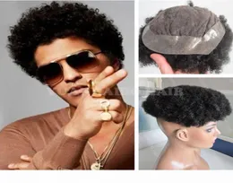6inch Short Indian Virgin Human Hair Natural Black Afro Curl Toupee for Black Men 2105288