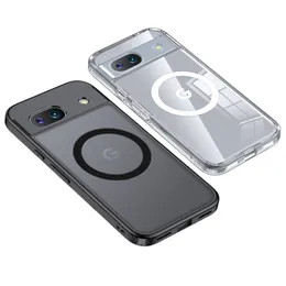 Google Pixel 8a 8 Pro 7 7aハード保護電話カバーのMagsafeショックプルーフスリム透明な透明な磁気ケースと互換性があります
