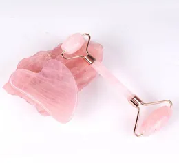 Rose Quartz Roller Gua Sha Masaż deska narzędzie do pielęgnacji narzędzie narzędzie Natural Stone Facial Szyja Oko Piękno Massager Anti Wrinkle CEL8060966