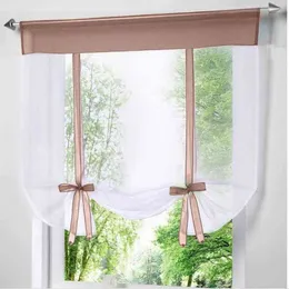 Moderno curto cozinha tule para sala de estar divisor casa transparente pura cortina janela voile262o