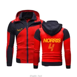 F1 McLaren Racing Fans 2023 Mens Lando Norris New Spring and Autumn Print 재킷 지퍼 스웨트 셔츠면 지퍼 까마귀 코트