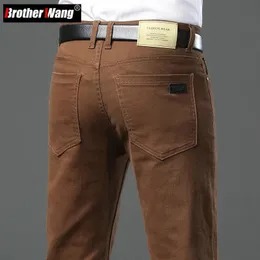 Classic Style 3 Colors Autumn Mens Slim Brown Jeans High Quality Business Casual Stretch Denim Pants Male Brand Trousers 240321