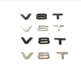 1X 자동차 스타일링 3D 금속 크롬 검은 색 V6T V8T 바디 엠블럼 테일 트렁크 펜더 배지 스티커 A4 A5 A5 A6 A1 Q3 Q3 Q3 Q4668601