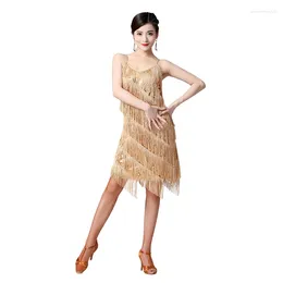 Stage Wear Latin Dance Clothing Women Dress Tassel Sequin Party Cocktail Ballroom Competition Performance Costume