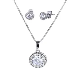 Set di gioielli da sposa in argento zircone di alta qualità Set di orecchini collana Set regali di moda per le donne Sposa 2018 Nuovo arrivo2145371