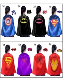 طبقة واحدة من Laceup Superhero Party Party Cape مع شعار وقناع 50x70cm للأطفال Cosplay Cartoon Movie Cape Halloween Child Dress U2531735