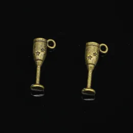 133 peças amuletos de liga de zinco banhados a bronze antigo flautas de champanhe amuletos de vidro de vinho para fazer joias pingentes artesanais faça você mesmo 20 5mm277l