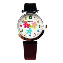 Милые мультяшные детские кварцевые часы для учащихся начальной и средней школы с цветком, корейский ремень 240226