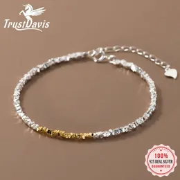 TrustDavis Womens 925 Solid Sterling Silver Geometric Bracelet Necklace for Women Girls Gift Fine S925 Jewelry Set DS4157 240305