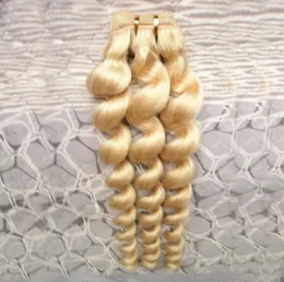 Loose wave human hair extensions Blonde Human Hair Weft 1 bundles NonRemy 100g 613 Bleach Blonde brazilian hair weave bundles dou1897271