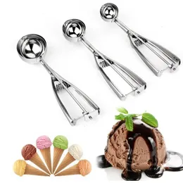 20pcs 4 5 6cm Ice Cream Scoop Kitchen Tools 3 Size Stainless Steel Spring Handle Mash Potato Watermelon Ball 240307