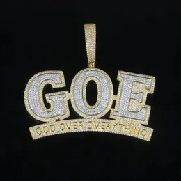 Iced Out Sparking Bling 5A Кубический Циркон Cz GOE Буква-подвеска Ожерелье для Мужчин Мальчиков Мода Хип-Хоп Модные Ювелирные Изделия209B