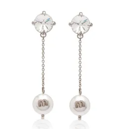 Charm Miu's East Gate Net Red Women's Fashion Pearl Pendant Long Tassel Simple Earrings 2212006260J