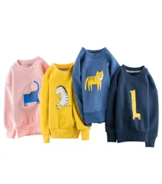 2019 Nya hösten vinterbarn tröjor neutrala fleece sammet barn pullover pojkar flickor kappa tecknad djur baby outwear topp 25952364