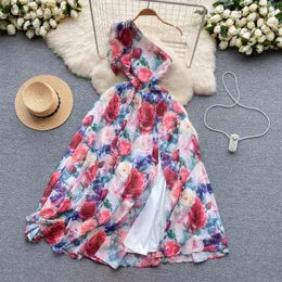 2024 Casual Dresses Summer Bow One Shoulder Holiday Maxi Dress Women Irregular Oblique Sleeveless Red Rose Print Beach Boho Long Vestidos