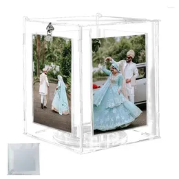 Party Supplies Wedding Card Holder Box Acrylic Rotertable Picture Frame Envelope Letter With Lock for Bridal Shower