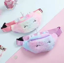 Baby Plush Unicorn Midjepåse Plush Toy Kids Fanny Pack Cartoon Plush Women Belt Bag Fashion Travel Telefon Pouch Bröst Bag4216045